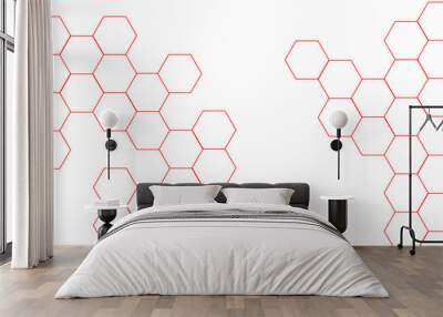 abstract geometric red texture background red hexagon 3D background texture. 3d rendering illustration. Clear pattern abstract background hexagon .Futuristic abstract banner. Wall mural