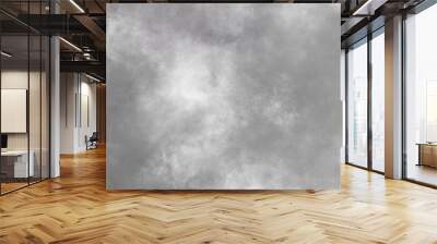 Abstract white and gray isolated cloud cumulus clouds. Gray aquarelle painted realistic fog or mist smoky textured canvas design. White and ash messy wall stucco texture background. Wall mural