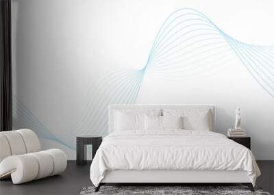 hite wave curve lines banner background design. Abstract soft wave lines dynamic flowing blue light isolated background. Vector Illustration of the blue pattern of lines. stripes on white. Wall mural