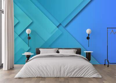 Minimalistic geometric blue abstract background. abstract background with transparent rhombus geometric diagonal triangle patterns vibrant header design. Geometric background poster design template.	 Wall mural