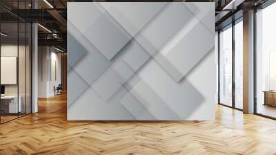 Modern luxury pattern of geometric white and gray color background, Elegant abstract background with grey lines with shadow. white paper transparent material in triangle technology and square shape Wall mural