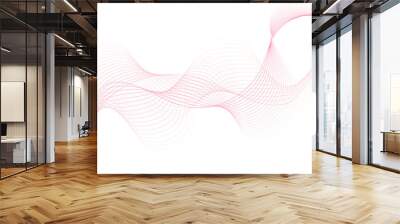 pink wave curve lines banner background design. Abstract soft wave lines dynamic flowing pink light isolated background. Vector Illustration of the pink pattern of lines. Black stripes on white . Wall mural