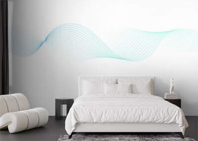 White wave curve lines banner background design. Abstract soft wave lines dynamic flowing blue light isolated background. Vector Illustration of the blue pattern of lines. stripes on white. Wall mural