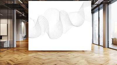 White wave curve lines banner background design. Abstract soft wave lines dynamic flowing gray light isolated background. Vector Illustration of the gray pattern of lines. Black stripes on white . Wall mural