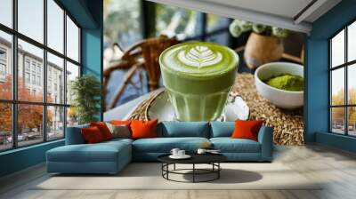 Hot Matcha Latte 2 Wall mural