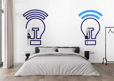 Lightbulb wifi icon in 4 different styles. Thin Line, Line, Bold, and Bold Line. Duotone style. Editable stroke Wall mural