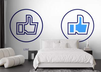 Like button icon in 4 different styles. Thin Line, Line, Bold, and Bold Line. Duotone style. Editable stroke Wall mural