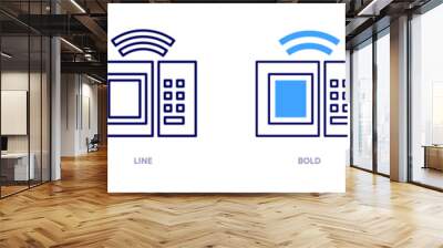 Microwave icon in 4 different styles. Thin Line, Line, Bold, and Bold Line. Duotone style. Editable stroke Wall mural