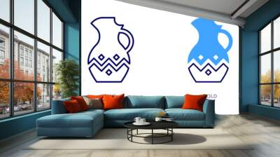 Traditional pottery icon in 4 different styles. Thin Line, Line, Bold, and Bold Line. Duotone style. Editable stroke Wall mural