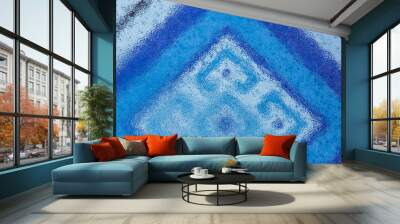 Rain on water with blue and white  tiles Wall mural