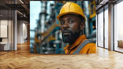 engineering manager,mechanic worker doing routine check up in industrial factory Wall mural