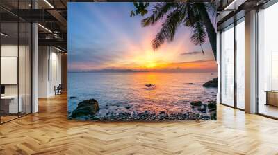 Beautiful Sunrise at rock like eggs beach in Quy Nhon bay, Vietnam Wall mural