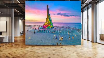 Sunset at Nghinh Phong cape, Phu Yen, Vietnam, with square, beach, park, beautiful sunset sky. Nghinh Phong Is A New Symbol Of Phu Yen Wall mural