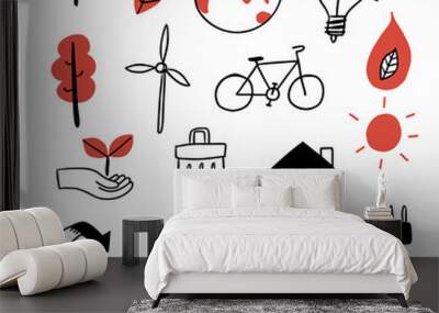 Eco icon set. eco friendly, ecology, green technology and environment symbols Wall mural