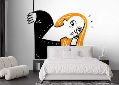 The pretty woman looking something Wall mural