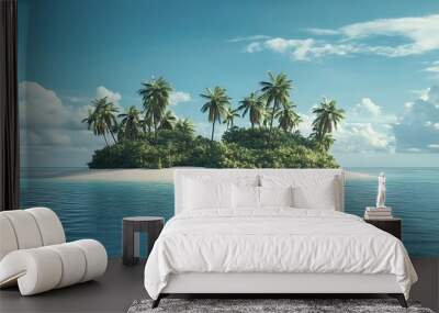 A serene, tropical island with a clear sky and a large text space Wall mural