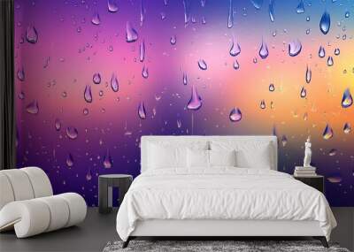 A vibrant, dynamic rain-soaked window background with a clear area for text Wall mural