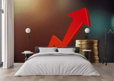 increasing income graph with coins Wall mural