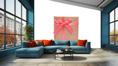 Little red gift on white background Wall mural