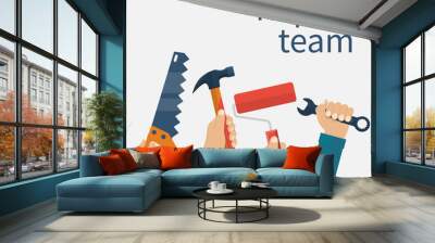 Repair team concept. Wall mural