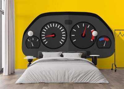 Colorful car dashboard icon in modern flat style with long shadow. Car parts Wall mural