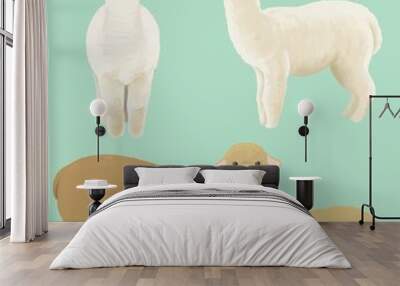 Llama and alpaca collection illustration of hand drawn Wall mural