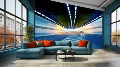 abstract speed motion in urban highway road tunnel Wall mural