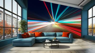 car on the road with motion blur background Wall mural