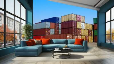 industrial port with containers Wall mural