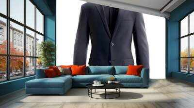 Black stylish business suit jacket isolated on white background Wall mural