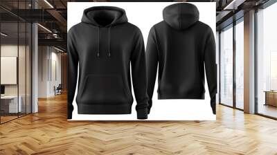 Blank black male hoodie sweatshirt long sleeve template mockup Wall mural