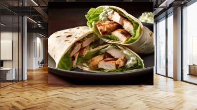 Grilled chicken Caesar wrap with crunchy romaine lettuce Wall mural