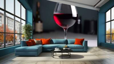 red wine in wine glass grey background Wall mural