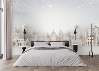 Snow kingdom Christmas holiday banner background Wall mural