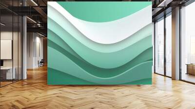 white and green irregular organic rounded waves geometric pattern background template Wall mural