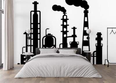 Chemical plant silhouette, Chemical plant icon vector illustration Wall mural