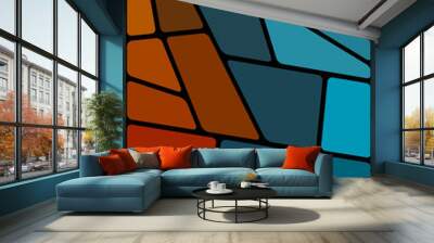 Colorful illustration with black space. Abstract geometric pattern. Mosaic background. Geometrical multicolored shapes. Wall mural