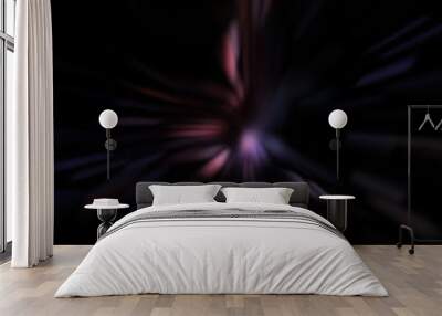 Light particle trails. Light explosion star with glowing particles and lines. Beautiful moving abstract rays background. Wall mural