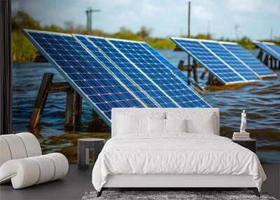 Floating Solar Panels on Ocean Surface Wall mural