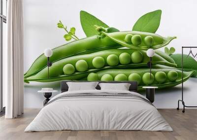 thai dessert with banana, green cube on white background, utensils, fish in the aquarium, green peas on a white background, green peas in a bowl, green pea vegetable bean isolated on white background Wall mural