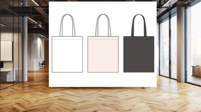 eco bag fashion flat technical drawing template Wall mural