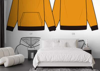 HOODY fashion flat technical drawing template Wall mural