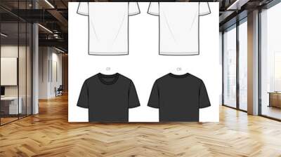 OVER FIT Tee shirt fashion flat technical drawing template	 Wall mural