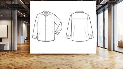 Shirt fashion flat technical drawing template Wall mural