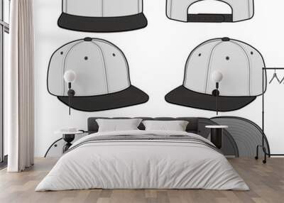 SNAPBACK Cap Fashion flat vector mockup design Wall mural