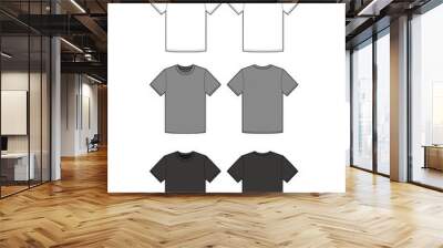 t-shirt top tee fashion flat technical drawing template Wall mural