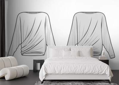 WOVEN TOP fashion flat sketch template Wall mural