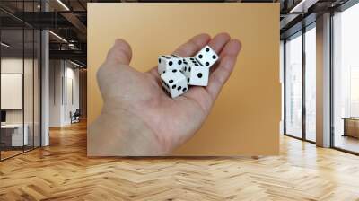 Five dice on the palm. Wall mural