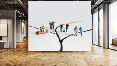 The miniature people of various generations. Wall mural