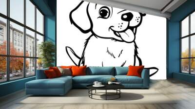 cute dog coloring page for children and adults, fairy tale Wall mural